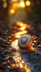 Poster - A snail shell in the middle of a sunlit path.