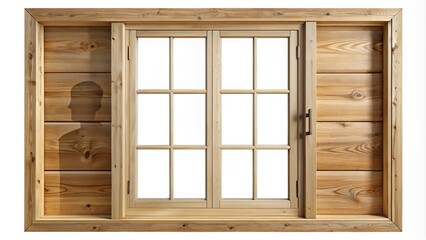 Silhouette of a wooden window isolated on white background