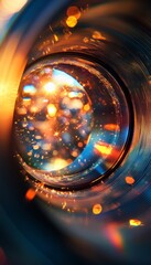 Poster - Abstract macro shot of a camera lens with bokeh effect.