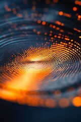 Poster - Abstract orange and black ripple pattern with blurred bokeh lights in the background.