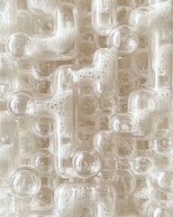 Poster - Abstract pattern of clear plastic shapes with foam bubbles, creating a textured background.