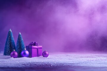 Wall Mural - Christmas gift paper box under the New Year tree. Merry Christmas and Happy New Year. Xmas banner holiday poster with gift present. Festive bright design