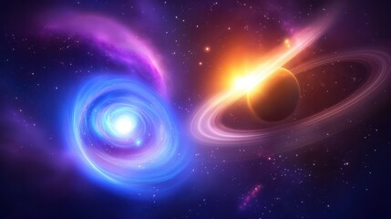 Wall Mural - breathtaking galaxy background with swirling cosmic dust, stars, and nebulas in shades of blue and p