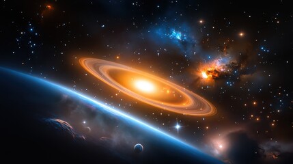 Wall Mural - bright galaxy night sky background featuring vibrant stars and glowing nebulae in a deep space scene