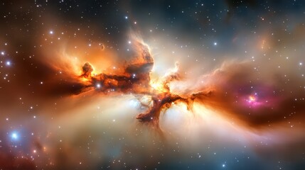 Wall Mural - galaxy background with swirling colors of distant nebulae, surrounded by twinkling stars and cosmic 