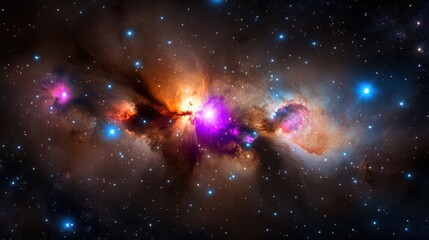 Wall Mural - luminous galaxy night sky background with scattered stars and glowing nebulae in a vast cosmic lands