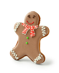 Wall Mural - Christmas sweet gingerbread cookie on white background