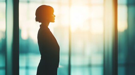 Businesswoman Standing Near a Large Window with Soft Natural Light Generative AI