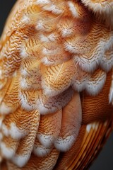 Poster - Close-up of soft, orange and white feathers on a bird's wing.