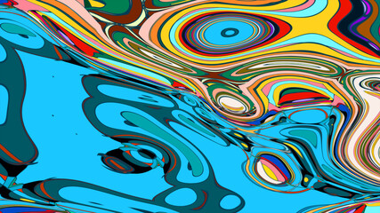 Wall Mural - Abstract colorful fluid wave psychedelic liquid background for summer music 2025