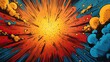 © Lina - Background filled with vibrant comic book explosions.