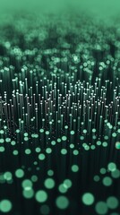 Poster - Abstract Green Fiber Optic Light Background.