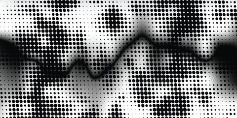 Wall Mural - Spotted black and white grunge vector line background. Abstract halftone illustration background. Grunge grid polka dot background