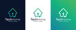 © berkah - Home Technology initial companya name with connection dot  line art style Vector logo design template