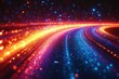 © Lina - Colorful abstract background with vibrant light streaks converging towards the horizon.