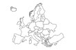 © K - Blank Europe map contour silhouette vector illustration isolated on white background. European continent territory.world map outline, linear doodle illustration.