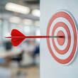 © Jirawatfoto - vibrant dart piercing bullseye, symbolizing success and achievement in modern office environment. image captures focus and determination