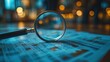 © Lina - A businessman uses a magnifying glass for stock sale audit analysis.