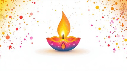 Happy Diwali, vector illustration of burning diya lamps on a white background