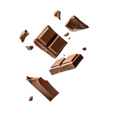 pieces of chocolate bar floating in the air