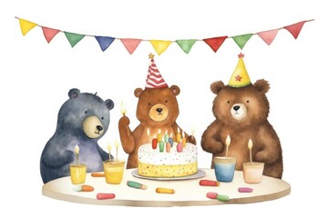 Wall Mural - Animal party dessert cake food.