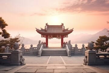 Wall Mural - Ancient temple chinese Style architecture building ancient.