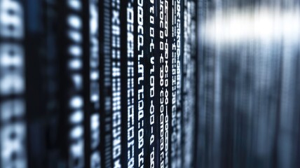Wall Mural - abstract binary code on blurred screen, digital concept