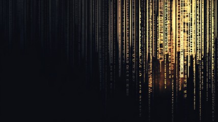 Wall Mural - abstract digital rain, code streams against dark background