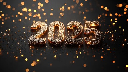 Fototapete - A gold 3d number on a black background for the New Year of 2025