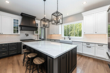 modern kitchen interior with Clean and spacious design white and black