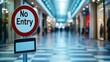 © Artyom - Circular 'No Entry' sign in modern, empty shopping mall