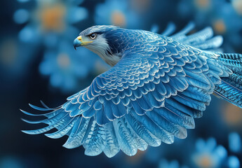 majestic blue eagle soaring against blurred background