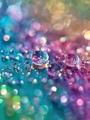 Canvas Print - Water droplets on a colorful background. AI.