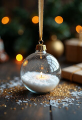 Christmas tree with transparent Christmas Baubles