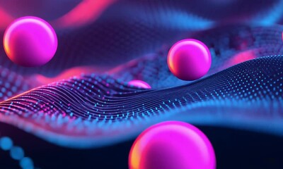 Wall Mural - mesmerizing abstract 3d visualization with vibrant neon particles fluid geometric patterns and pulsa