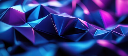 Wall Mural - abstract background with low-poly geometric shapes in dark blue and purple colors