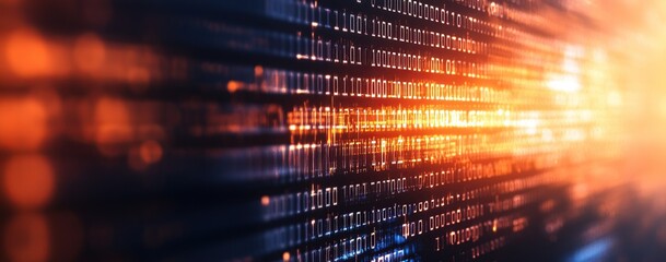 A blurred background of computer code, with a focus on the foreground displaying lines