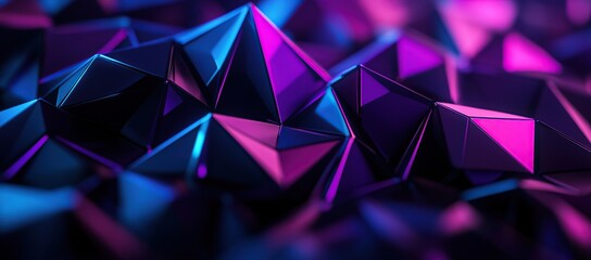 Wall Mural - abstract background with low-poly geometric shapes in dark blue and purple colors