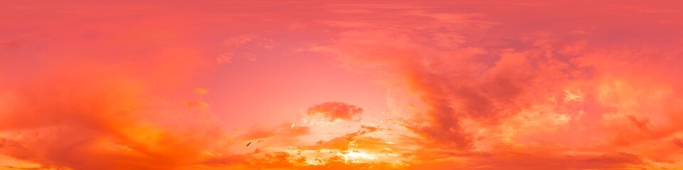 Wall Mural - sunset sky panorama with bright glowing pink cumulus clouds. hdr 360 seamless spherical panorama. fu