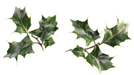 Holly Leaves, isolated on white  transparent   background