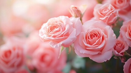 Poster - Soft Pink Roses in Bloom