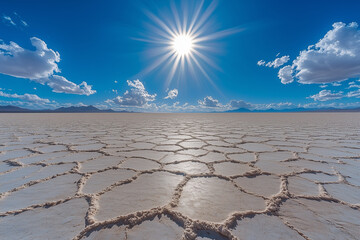 Salar de Uyuni salt flat in Bolivia. Salt desert background.