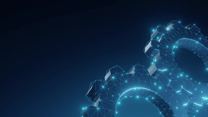 Wall Mural - abstract digital gears with interconnected points symbolizing technology, teamwork, and collaboratio