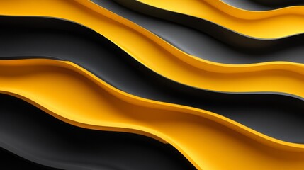 Canvas Print - Abstract Yellow and Black Waves