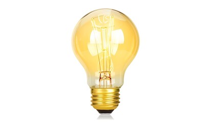 Glowing yellow light bulb isolated on white background. 3d illustration