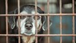 © Elmin - A dog with a sorrowful expression looks out from behind a rusty cage.  The dog's sadness is evident, making you feel sorry for it.  It's likely living in an animal shelter.