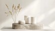 © Elmin - A simple, elegant display featuring a stone base and a bright white background. Perfect for showcasing cosmetics, food, or other products.