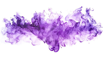 Wall Mural - Purple watercolor cloud on a white background. Purple spot of watercolor paints with smudges, hand-drawn. An element for the design. Watercolor die