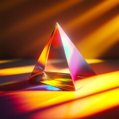 Poster - A vibrant and colorful glass prism sits on a surface. The light refracts beautifully, creating stunning patterns. This image captures the essence of light and art together. AI