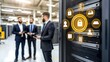 © ADD PHOTO - Business Meeting in Data Center with Security Icons
